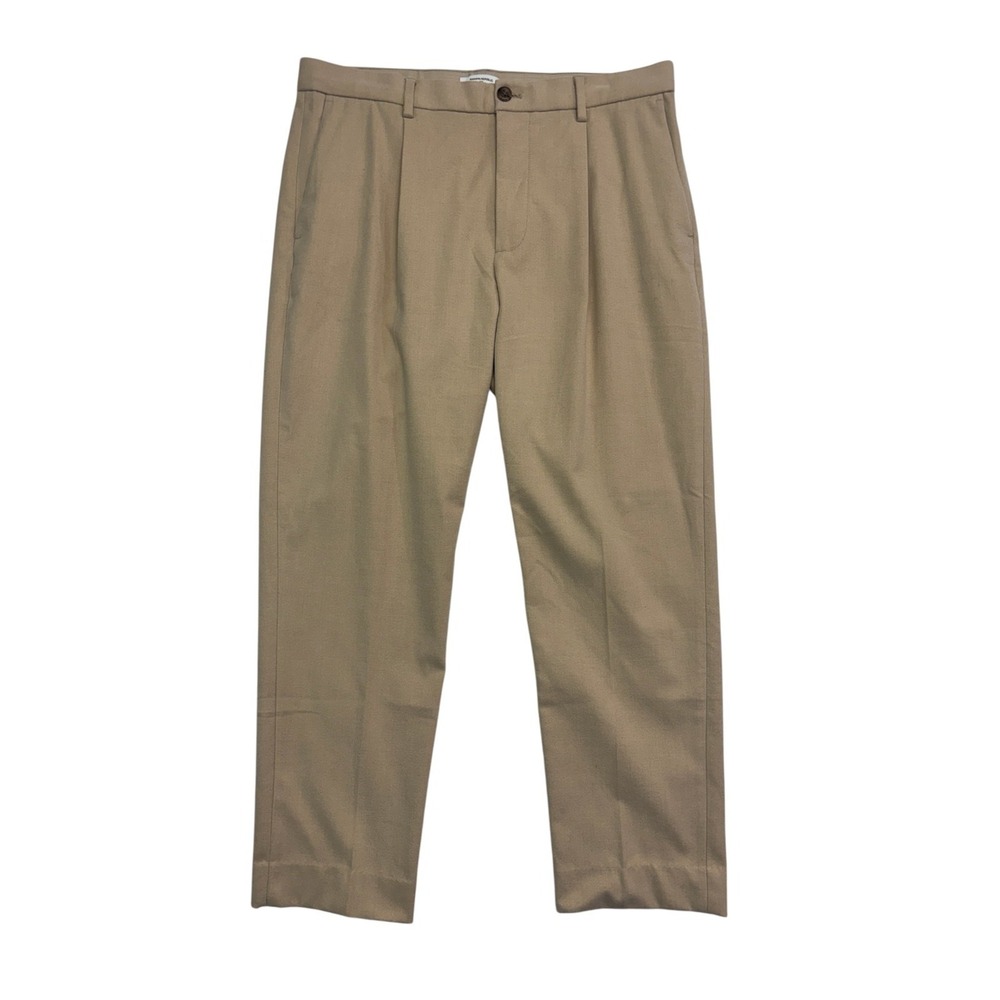 Banana Republic 34x28 Tan Brushed Pleated Pants Trousers Wool Blend Modern
